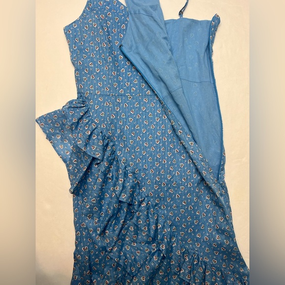 LoveShackFancy Maya Dress Ruffle Cotton Print Blue Size 4 - Picture 8 of 13
